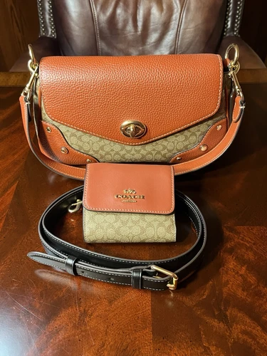 Autentica borsa a tracolla Coach Millie in terracotta CE639 con portafoglio CF369