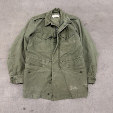 Vtg 60s Military Coat Mans Cotton Wind Resistant Sateen OG 107 USAF Small Reg