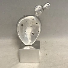 Metal Cactus Paperweight 4.5 H Figurine Signed But Unreadable