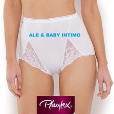 N.3 SLIP DONNA PLAYTEX COTONE E PIZZO MAXI ART. P00BU BIANCO NERO 3 4 5 6 7 8 9