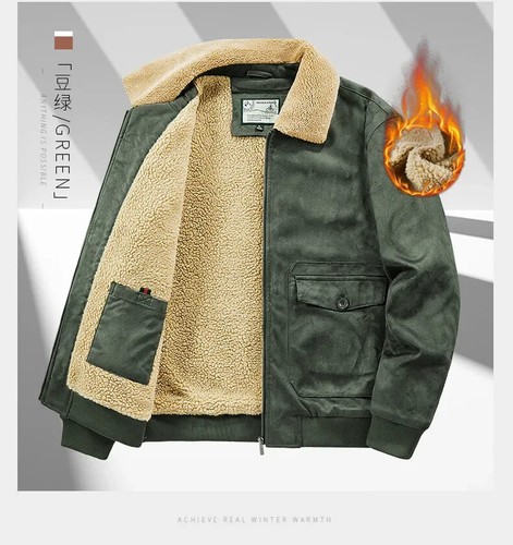 Mens Suede Leather Jacket Male Cashmere Coats Men Lapel Jacket Men Clothing - Bild 22 von 29