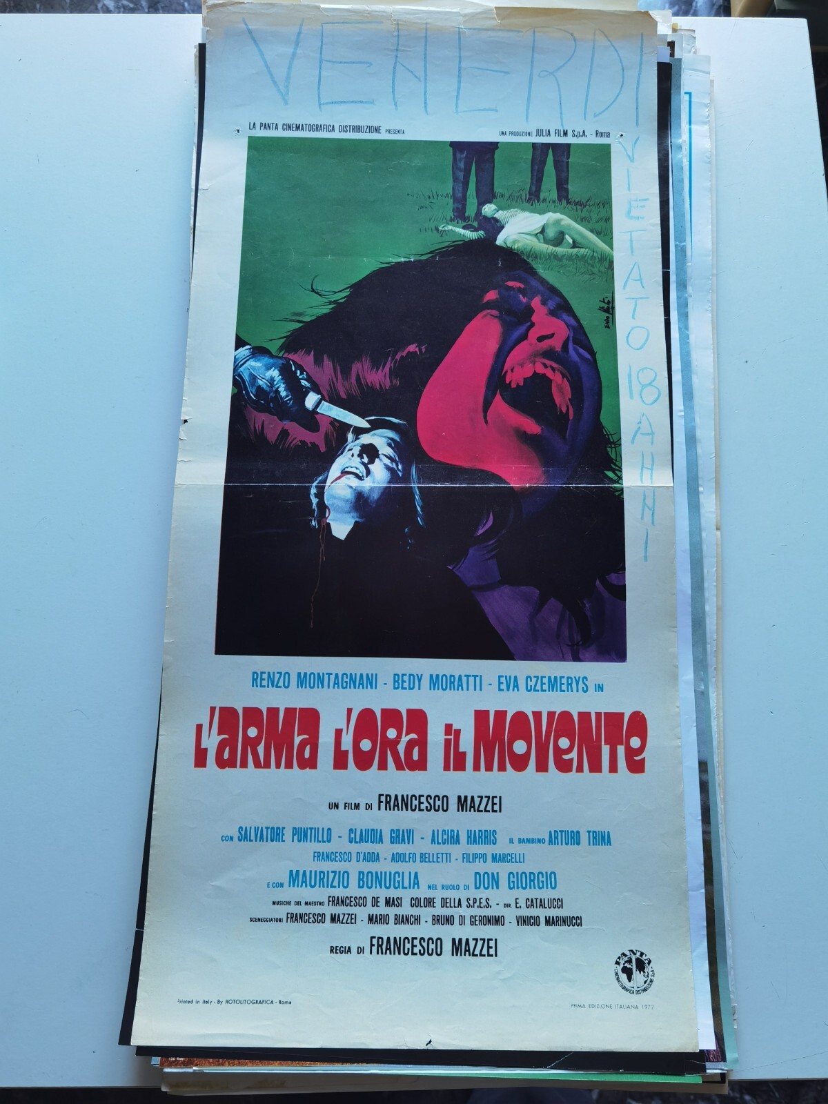 Locandina originale film L'arma l'ora il movente (1972) - Regia di Francesco Mazzei