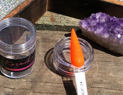 80 S Gnarly Bright Neon Orange Acrylic Nail Dip Powder By Kozmik Nails Ebay