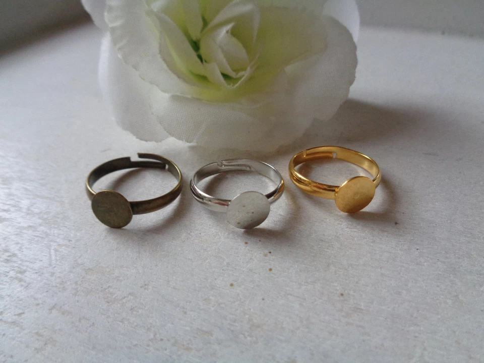 Ringrohlinge   silber/gold/bronze Klebefläche 8mm verstellbar