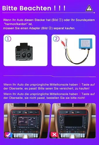 9" Android 13 4+64G DAB+ Carplay Autoradio GPS Cam Für Porsche Cayenne 9PA 02-10 - Bild 5 von 14
