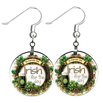 Irish for the Day Celebrate St Patrick's Day Earrings NO TARNISH Wood Dangle