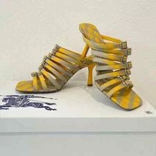 Burberry Fabric Sandals in Hunter Check, Size 37, New in Box