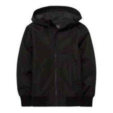 The Children s Place Boys Windbreaker Hooded Jacket in Black Size L 10-12