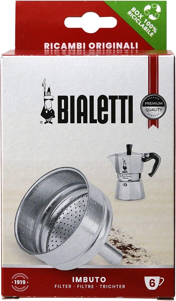 BIALETTI FUNNEL FILTER 6 CUP MOKA EXPRESS DAMA BREAK TIMER STOVE COFFEE MAKER