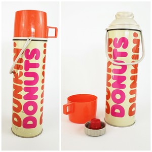 Vintage 1980's Dunkin Donuts 24oz Metal Thermos w/Glass Liner USA MADE