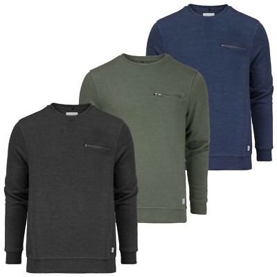 BLEND Herren Sweatshirt Sweater Pullover Pulli in Melange-Optik mit Brusttasche 