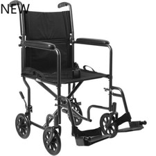 McKesson Transport Wheelchair, Lightweight, Steel, Silver Vein Finish, NEW
