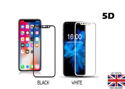 Full Cover 5D Hartglas Displayschutzfolie für Apple iPhone XS - Schwarz/Weiß