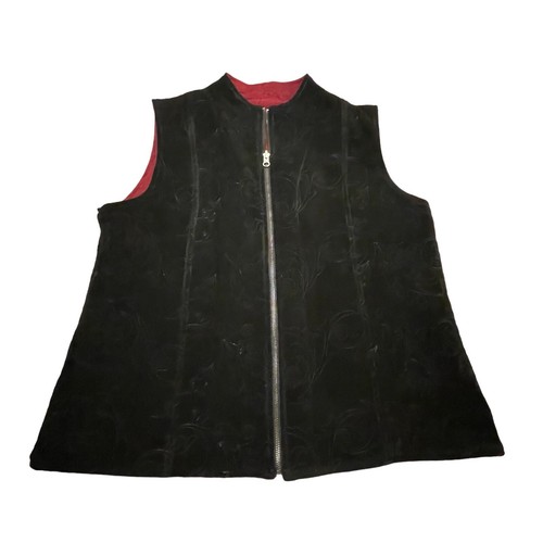 Chicos Travelers Vest Women 3 US XL Red Black Reversible Carmen Floral Paisley - Picture 7 of 14