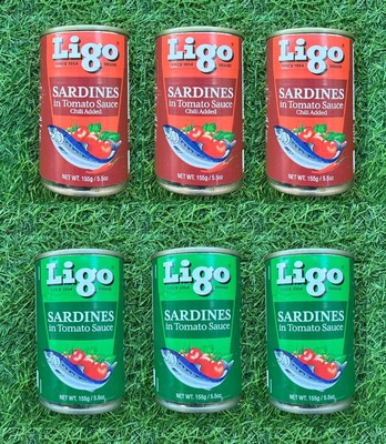 Ligo Sardines in Tomato Sauce 155g/5.5oz (6 cans)