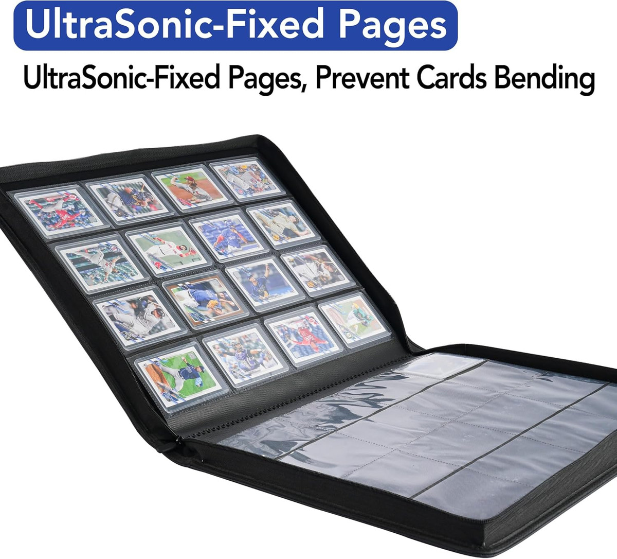 Premium 16 Pocket Toploader Binder for 640 Trading & Sports Cards - Black |  eBay