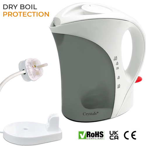 Portable Electric Travel Kettle - 1 Litre Capacity, 1000W, Perfect For Camping, Caravan, Hotel (White)