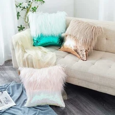 1qt Soft Plush Cushion Cover Home Décor sequin Pillow Cover 45x45cm