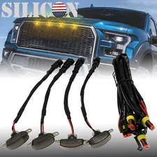 Raptor Style Smoked Lens Amber LED Front Grille Running Lights For Ford F150