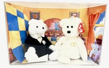 TY Beanie Babies MR The Groom Bear 2002 and MRS the Bride Bear 2001 VINTAGE