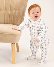 Personalised Boats Babygrow with optional Hat and Bib