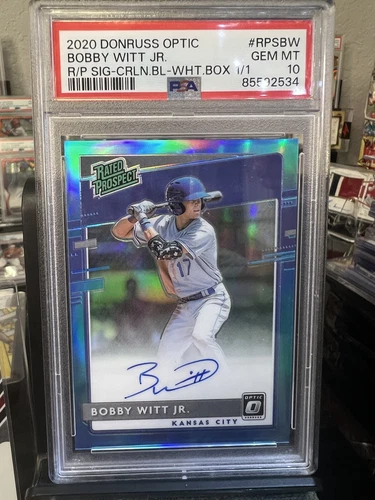 2020 Donruss Optic Bobby Witt Jr Auto White Box 1/1 PSA 10