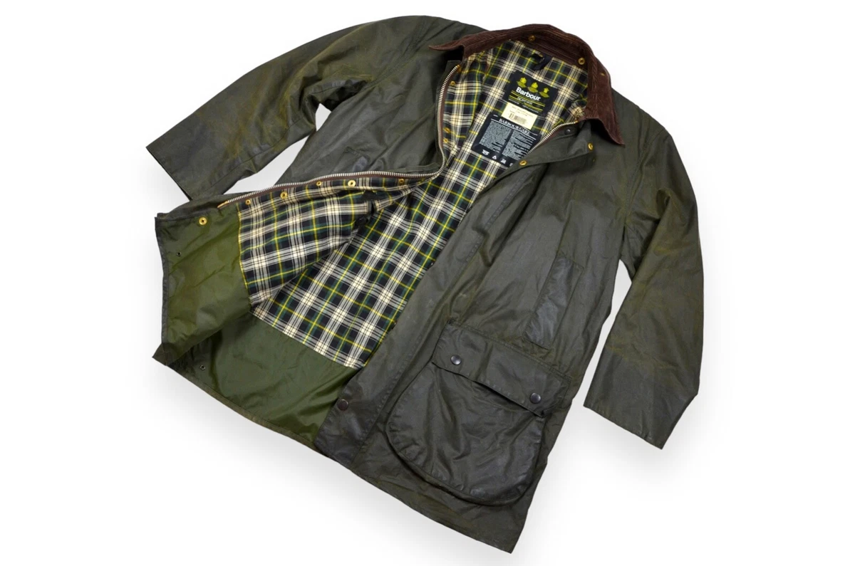 Men's Barbour Border Vintage Wax Jacket A200 Green England Size