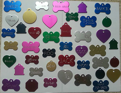 #ad CUSTOM ENGRAVED DOG PET TAG SINGLE SIDE PERSONALIZED ID DOG CAT CHARM TAGS $4.99