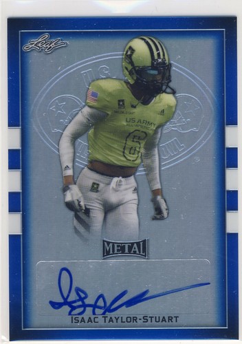 ISAAC TAYLOR-STUART 2018 Leaf Metal US Army All American Blue /50 AUTO COWBOYS - Afbeelding 1 van 2