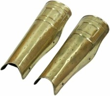Armatura medievale Spartan Greaves ottone finitura antica indossabile gambe i...