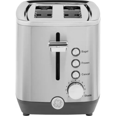 GE Stainless Steel Toaster | 2 Slice | Extra Wide Slots for Toasting Bagels, Bre