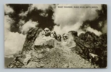 Conoco TOURAIDE Oil Gas Ad Postcard Mount Rushmore Black Hills SD unused vintage