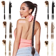 Wie Echt Dick Haarteil Zopf Pferdeschwanz Haarverlängerung Wrap Extensions 34"