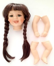 Porcelain Doll Parts Head With Wig, Arms, Legs For Doll Making , Repair