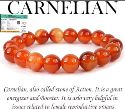 Orange Karneol Heilstein Armband Perlen Dehnbar Labor Zertifiziert