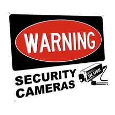 Warning, Security Cameras in Use Metal Sign; Wall Decor for Home and Office