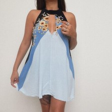 Free People boho blue floral dress small