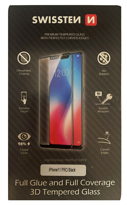 Swissten Ultra Durable 3D Full Glass Displayschutz für Apple iPhone 11 Pro