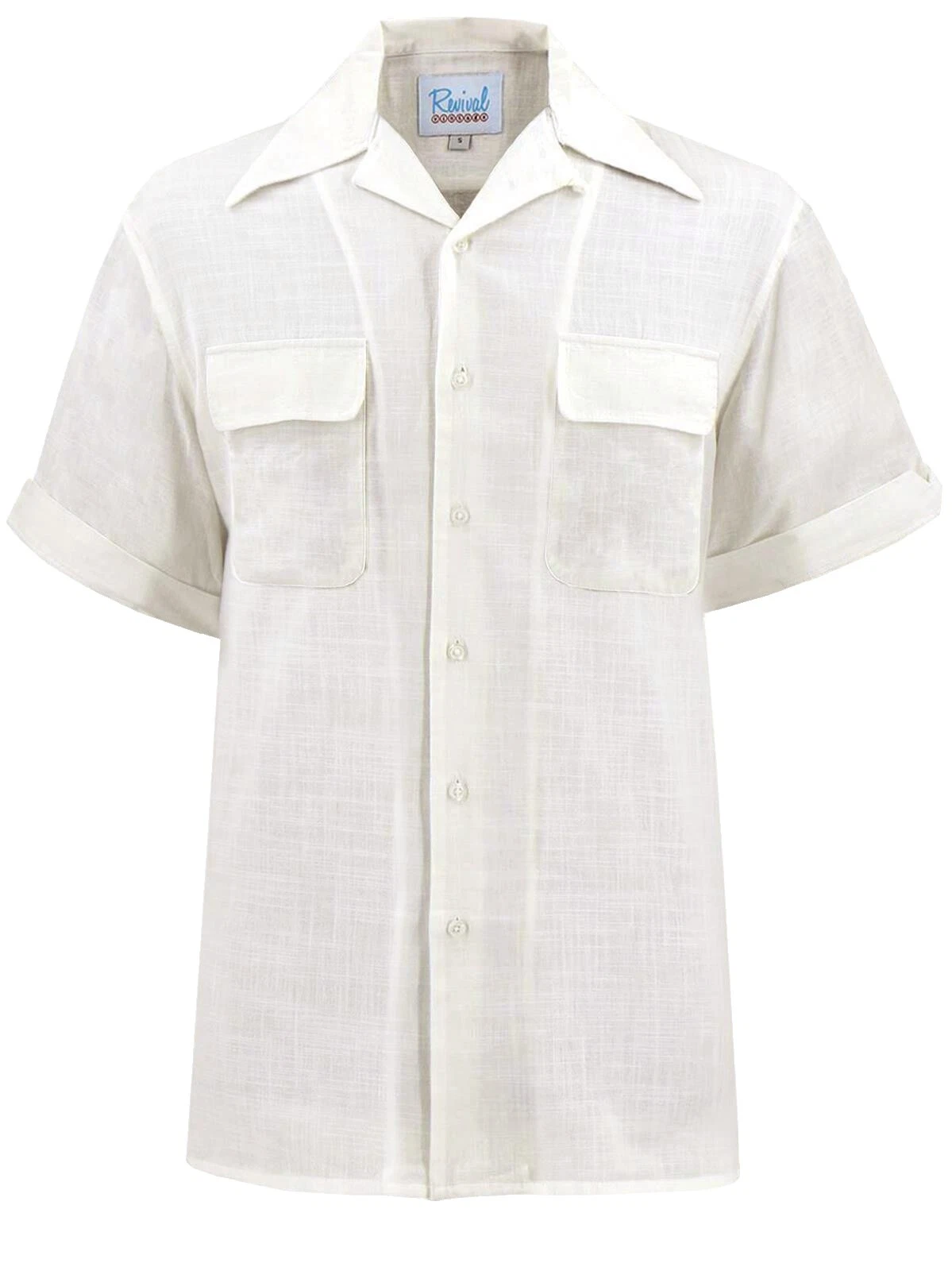 Camisas de vestir vintage blanca de algodón para hombres