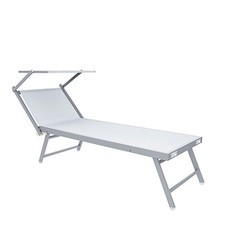 Lettino mare Hawaii con tettuccio e schienale regolabile colore bianco