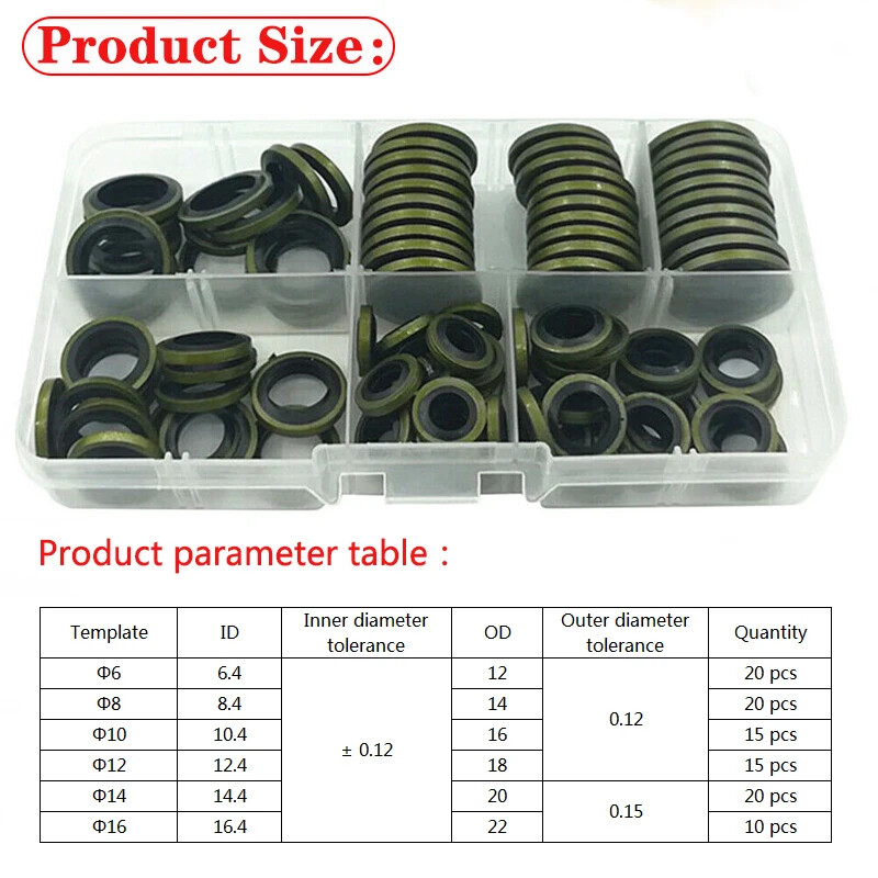 100pcs Box Car Oil Pan Gasket Kit Oil Drain Plug Rubber Seal Washers With Replaceable Sealing Rings For M6 M8 M10 M12 M14 16 G 601102199101477
