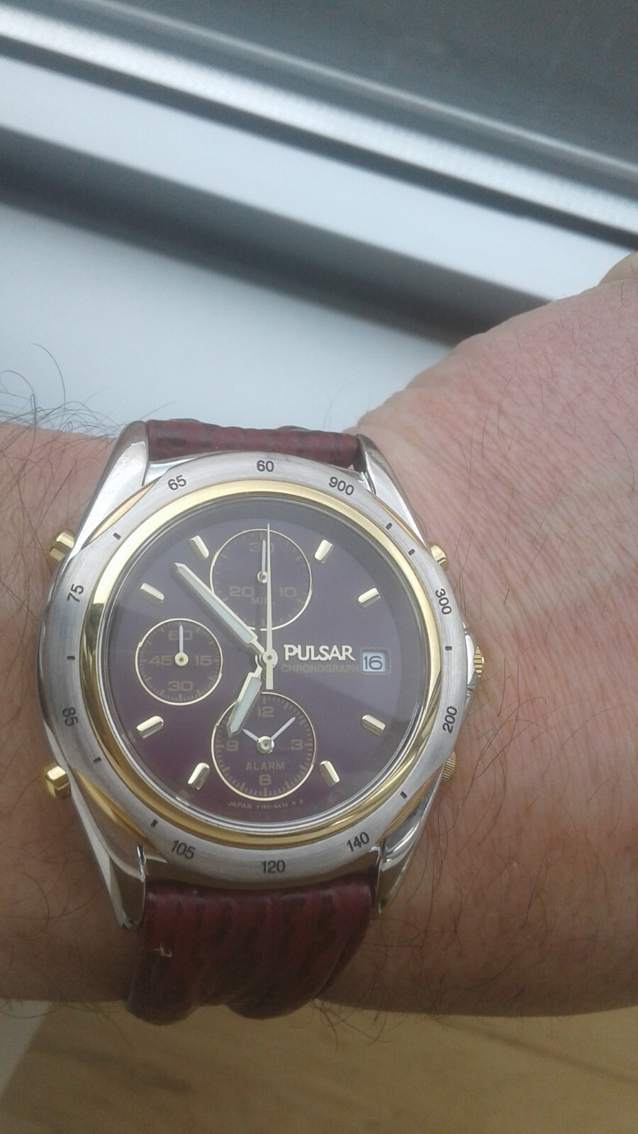 Montre Pulsar Seiko SZ100 Y182-6A60 - Chronographe Avec Alarme, Vintage Années 90 - Neuf Avec étiquettes