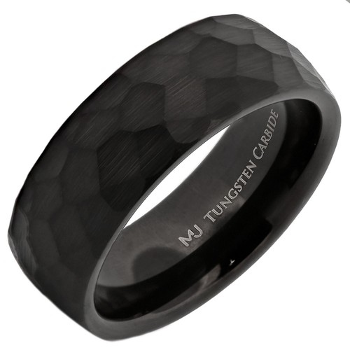 Anillo de boda estilo obsidiana o dorado martillado de 8 mm carburo de tungsteno - Imagen 13 de 13