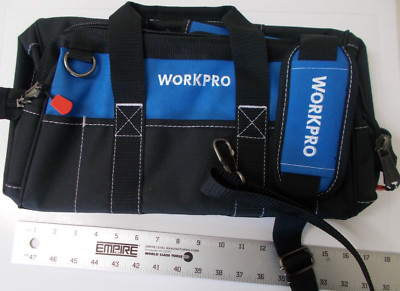 16'' Top Wide Mouth Tool Bag with Water Proof Rubber Base, Multi-Compartment