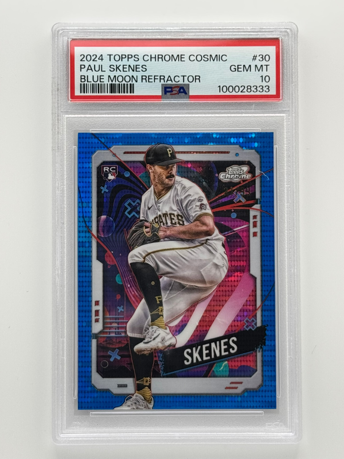 2024 Topps Chrome Cosmic Paul Skenes #30 Blue Moon Refractor /99 PSA 10
