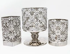 Bath & Body Works Foaming Soap Holder Large + Sm Candle Sleeve Silver Snowflakes