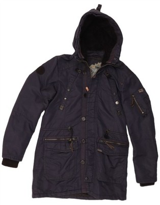 KHUJO Mens Hooded Parka Jacket UK 42 XL Navy Blue Nylon DK01