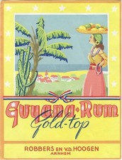 Etikett Guyana Rum Robbers en v.d. Hoogen Arnheim