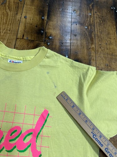 T-shirt vintage con filo taglia L Hanes made in USA colori fluo - Foto 6 di 10