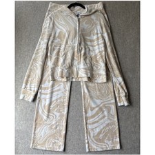 Juicy Couture Beachwood Swirl Velour Tracksuit Set Womens Hoodie XL Pants L